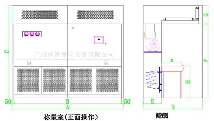 負(fù)壓稱量室結(jié)構(gòu)圖由初效、中效、高效、風(fēng)機等部件組成